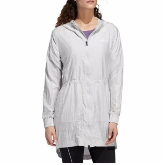 Adidas Hooded Training Dress Jacket, Gray Cloud, Size XS - Picture 1 of 14